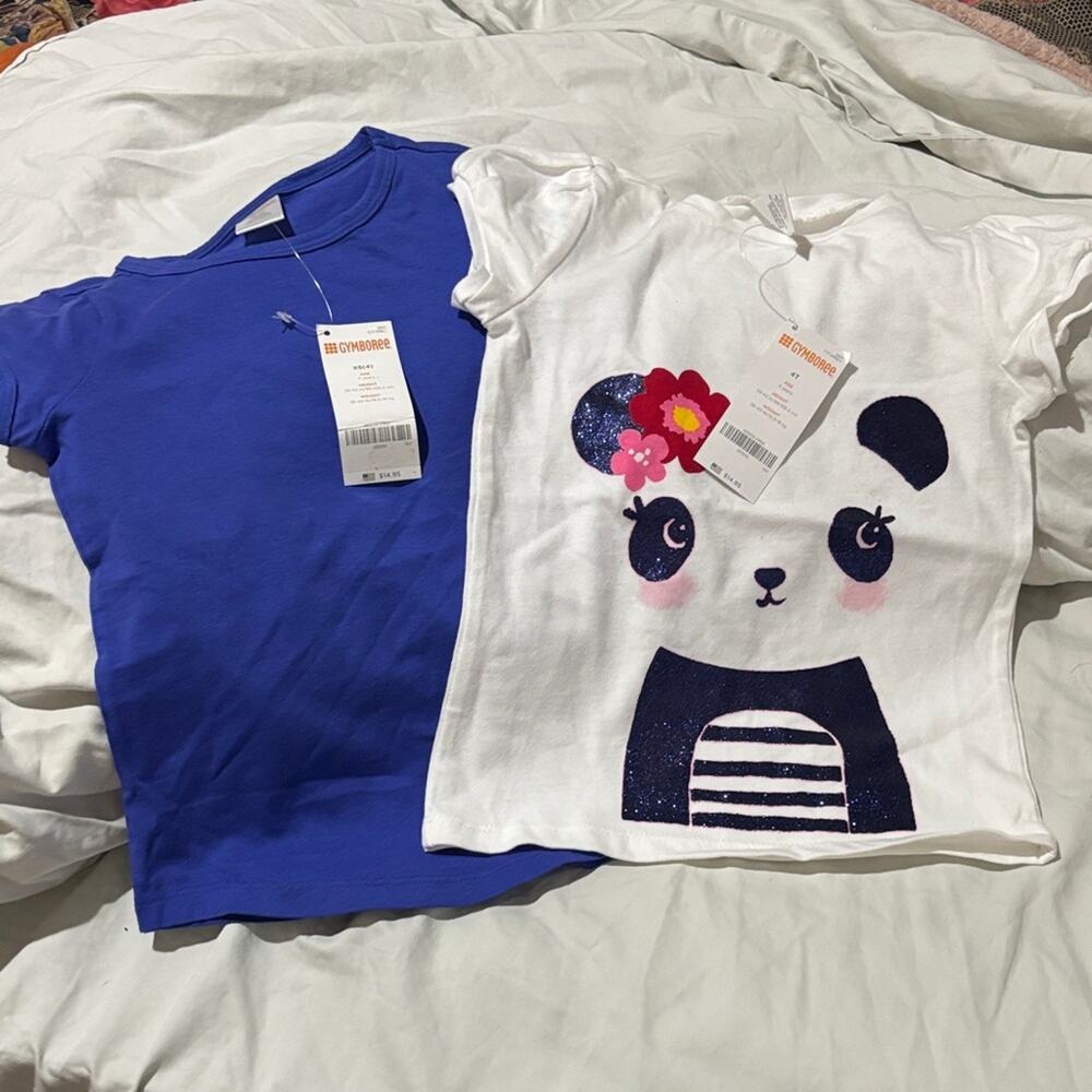 Gymboree 4 Kids Blue and White Panda T-Shirts nwt perfect